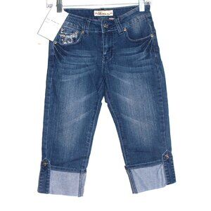 New With Tag Blue  Botin Capri Jeans Women Size 1